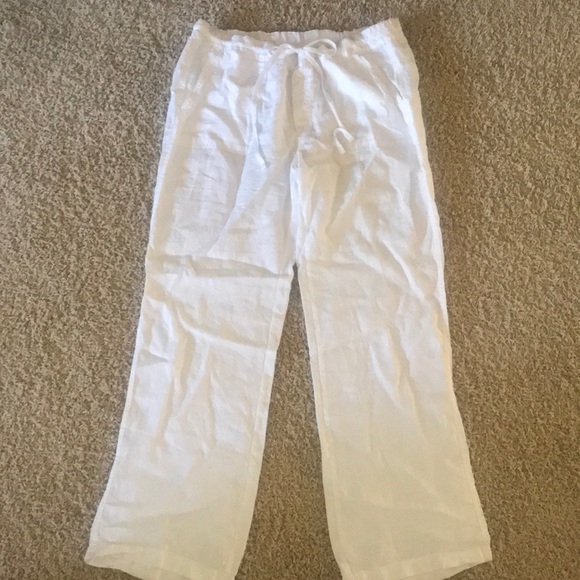 white linen jeans